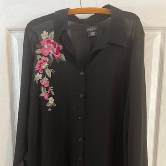 Boho Sheer Tunic with embroidery - Picture 1 of 6